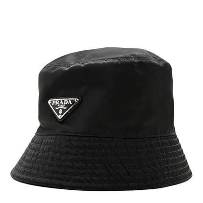 Prada Re-Nylon Metal Triangle Logo Womens Bucket Hat L Black 1 of 10