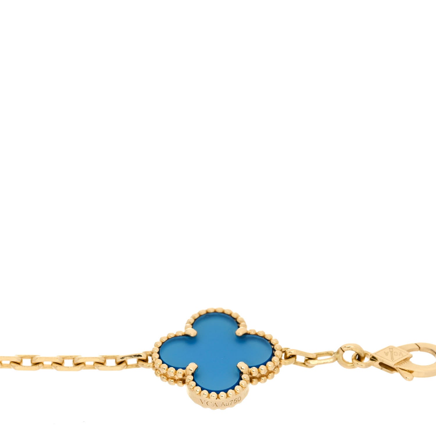 Van Cleef & Arpels 18K Yellow Gold Blue Agate 5 Motifs Vintage Alhambra Bracelet 3 of 5