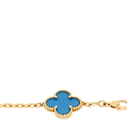 Van Cleef & Arpels 18K Yellow Gold Blue Agate 5 Motifs Vintage Alhambra Bracelet 3 of 5