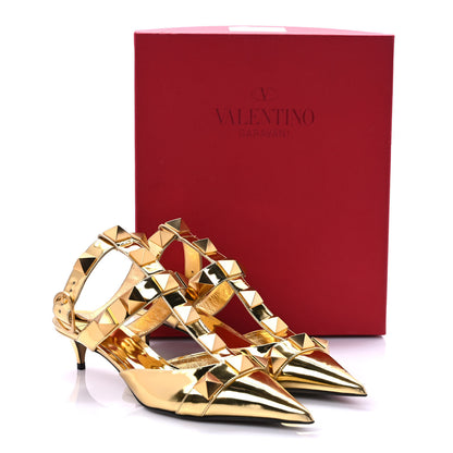 Valentino Garavani Metallic Patent Roman Stud Ankle Strap 40mm Pump 40 Antique Brass 9 of 9