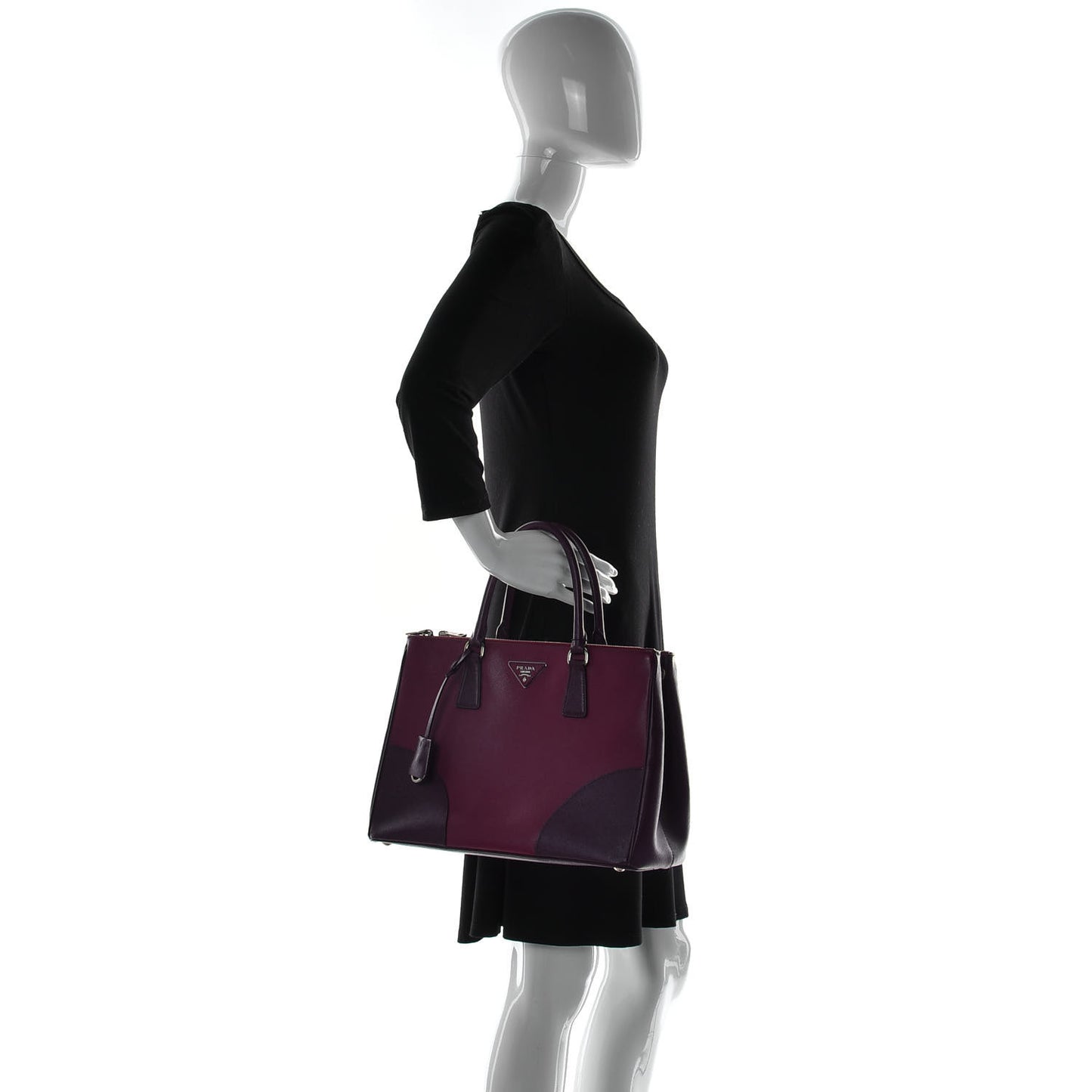 Saffiano Bi-Color Medium Galleria Double Zip Tote Cerise Granato
