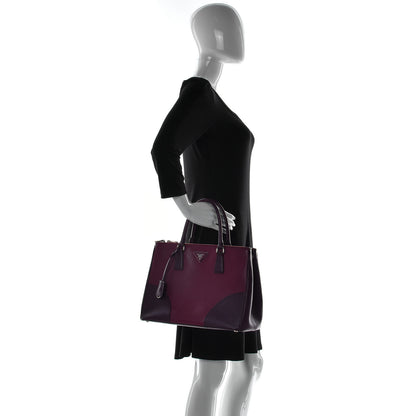 Prada Saffiano Bi-Color Medium Galleria Double Zip Tote Cerise Granato 3 of 11