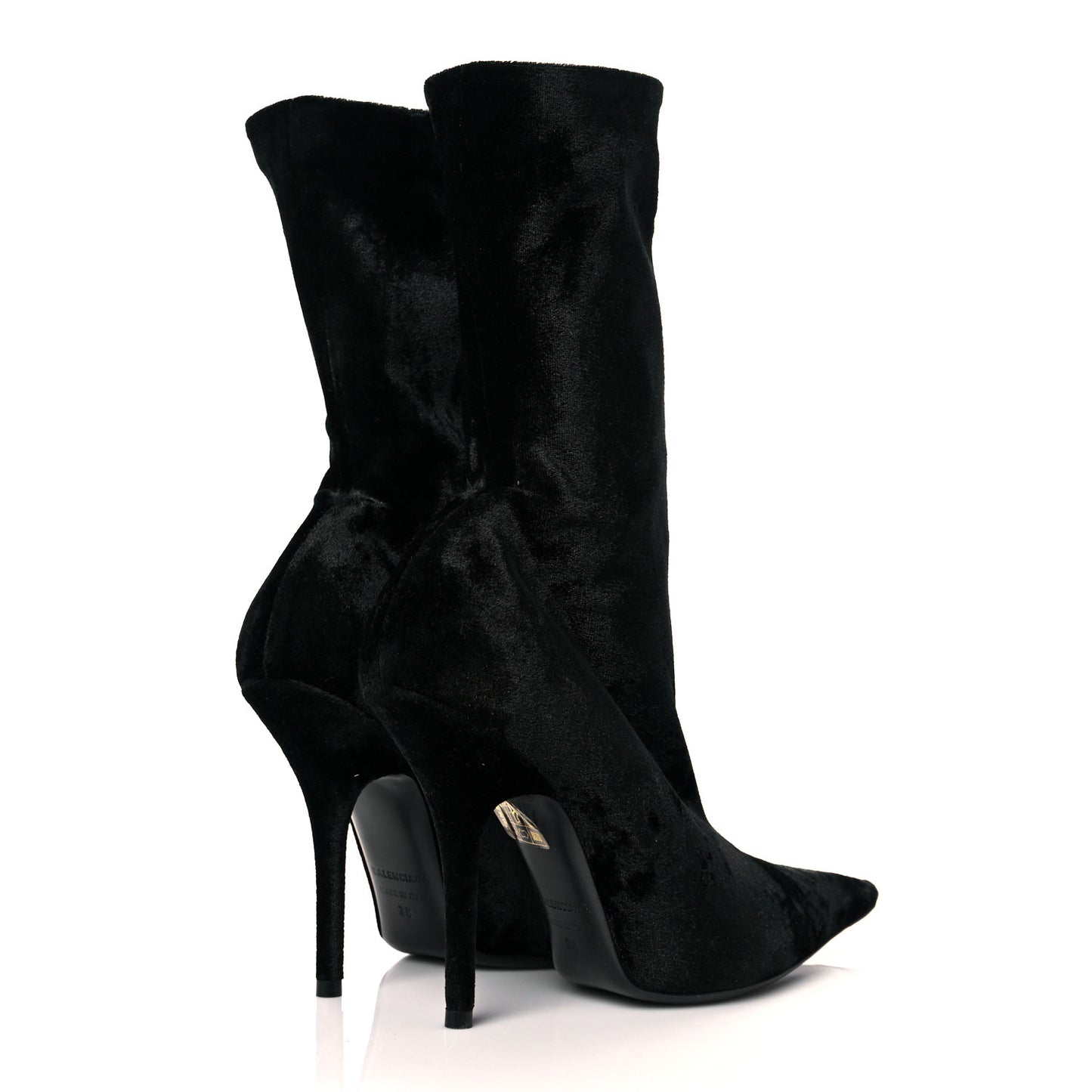 Velvet Spandex Extreme Pointed Toe Knife Ankle Boots 38 Black