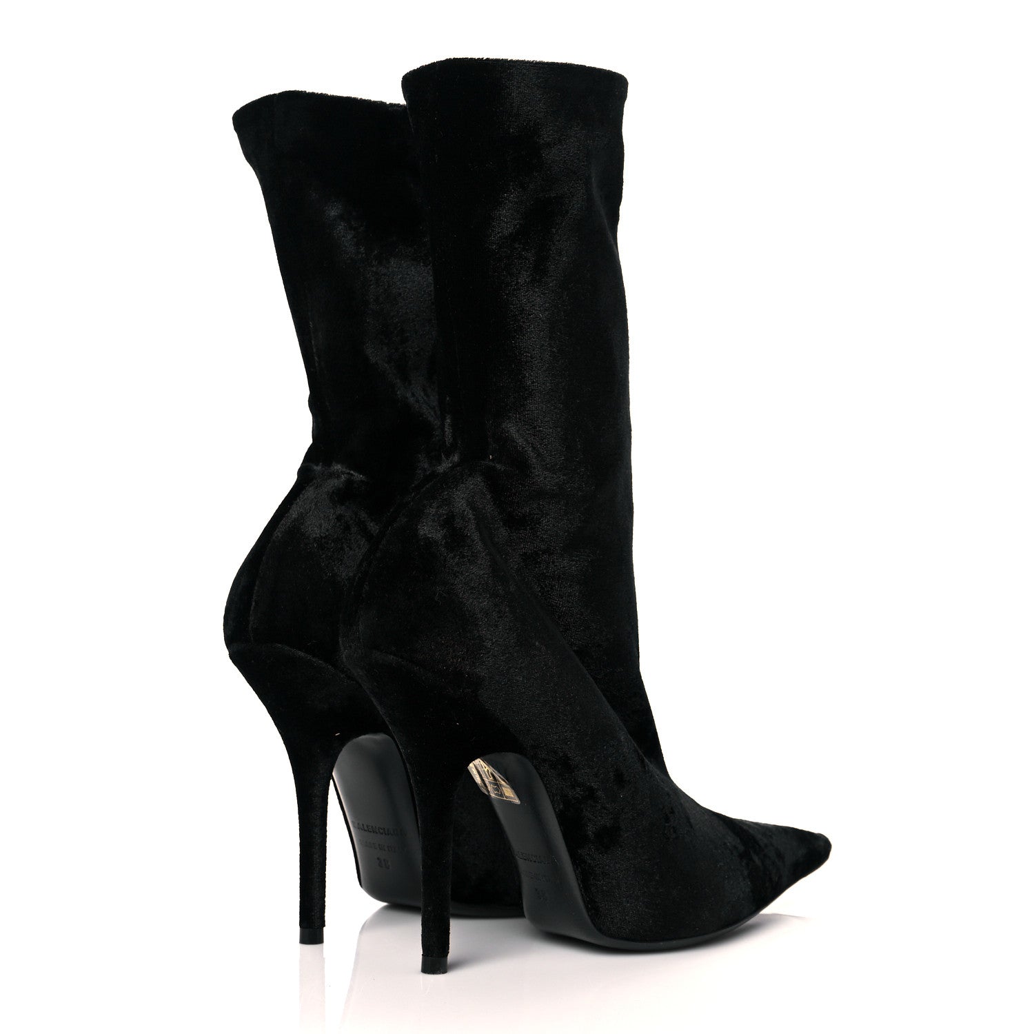 Balenciaga Velvet Spandex Extreme Pointed Toe Knife Ankle Boots 38 Black 4 of 8
