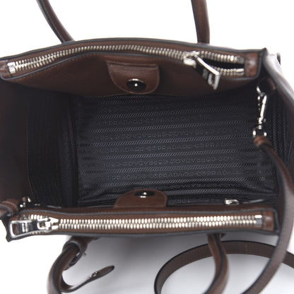 Prada Glace Calfskin Small Twin Pocket Tote Bruciato 6 of 10