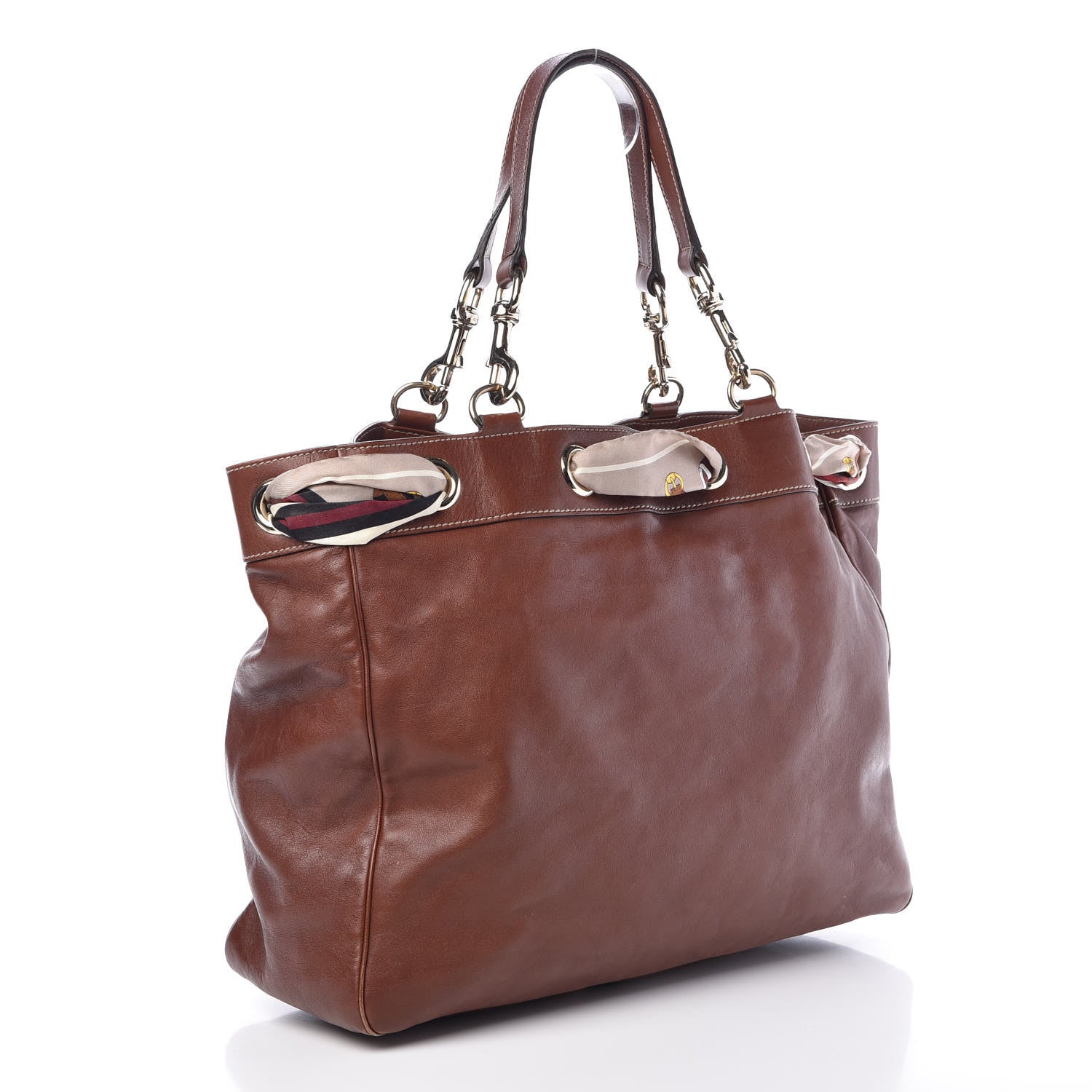 Gucci Calfskin Large Positano Tote Brown 3 of 7