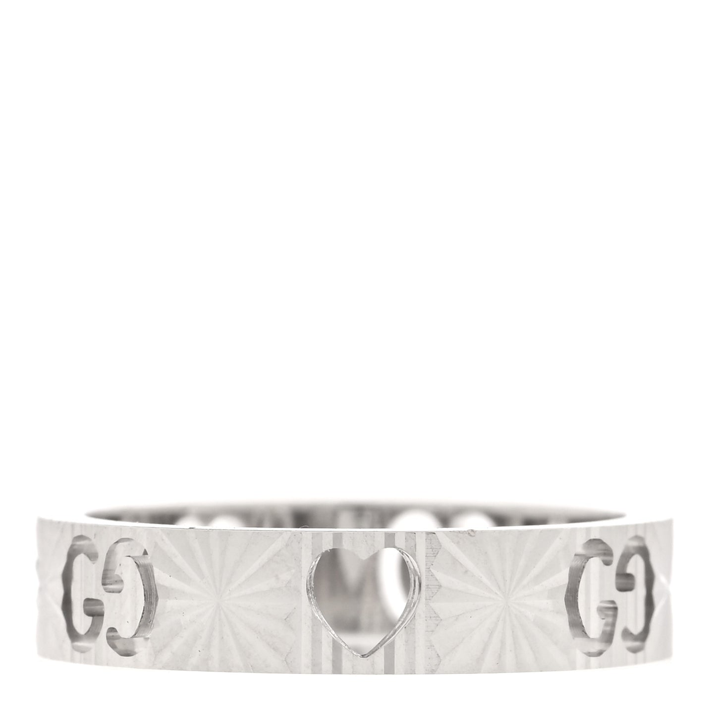 18K White Gold Icon Heart Band Ring 49 4.75