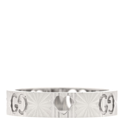 Gucci 18K White Gold Icon Heart Band Ring 49 4.75 3 of 5