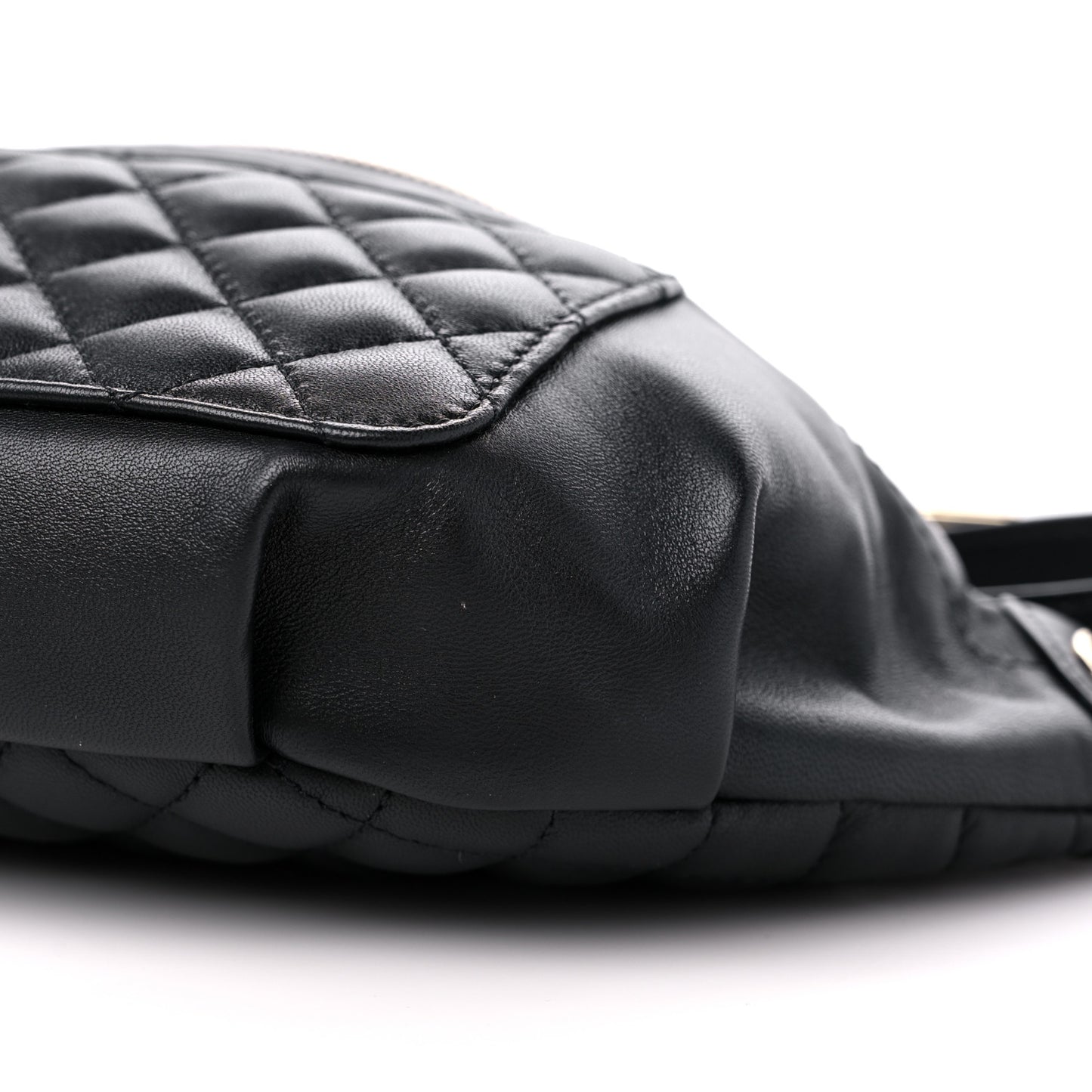 Lambskin Quilted Waist Bag Fanny Pack Black