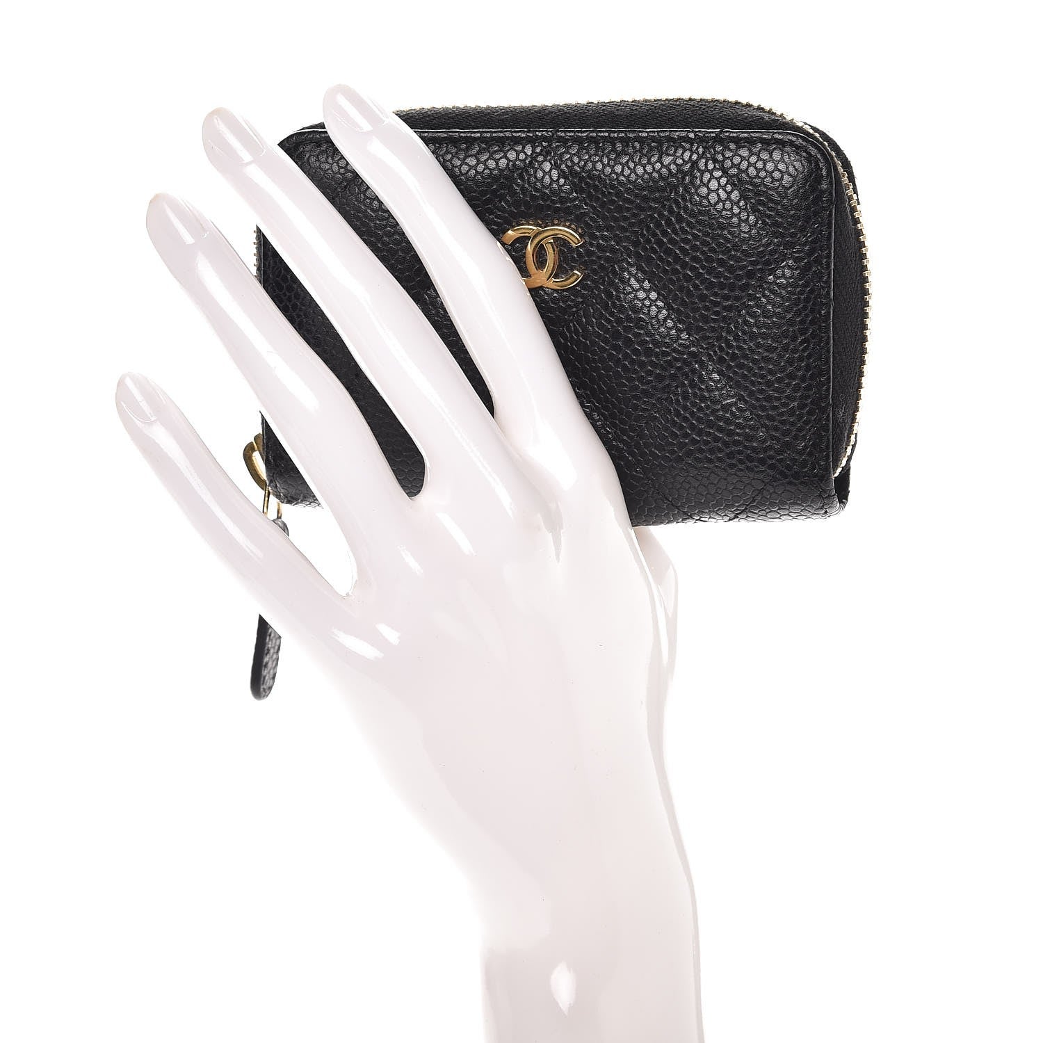 Chanel Caviar Quilted Zip Coin Purse Black 2 of 7