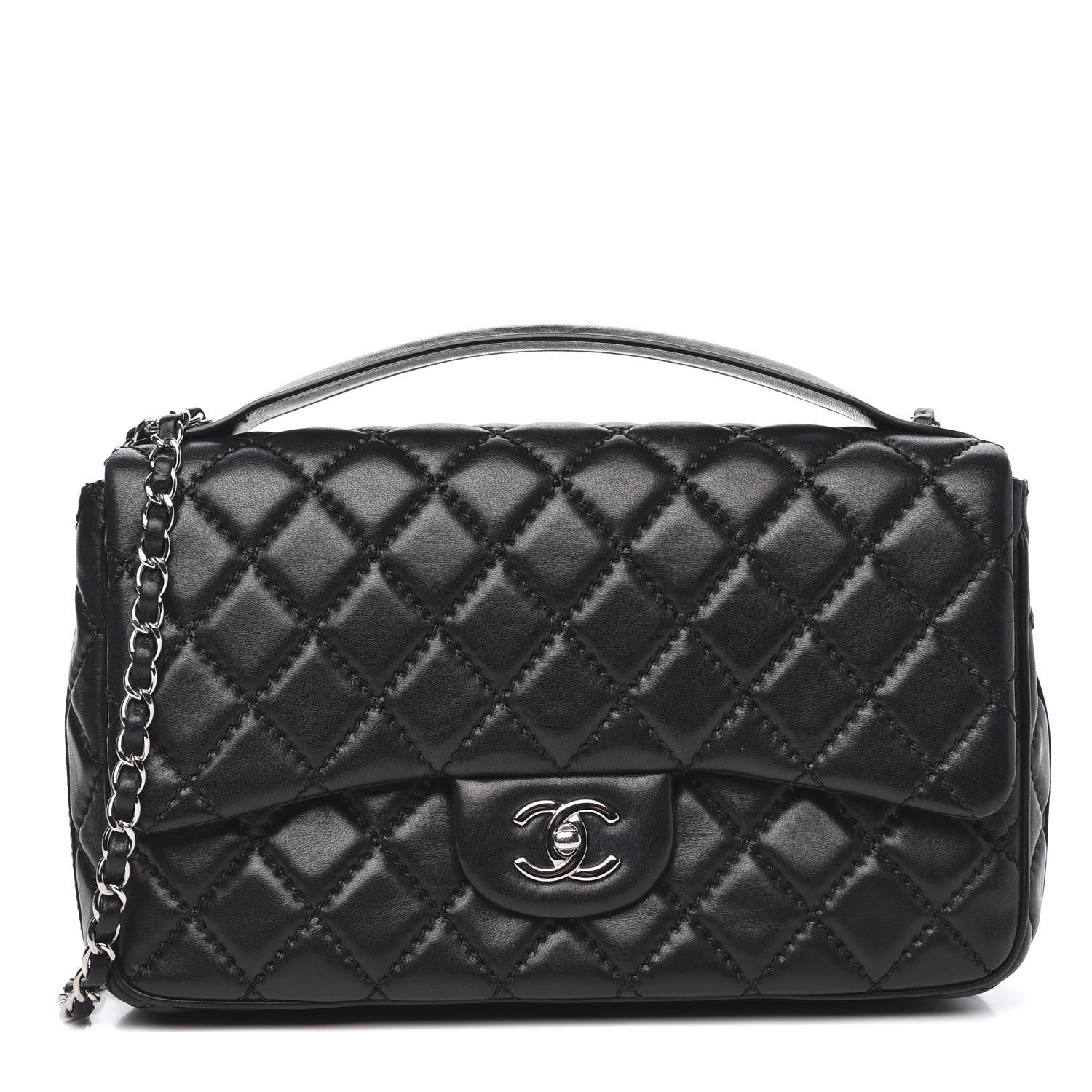 Chanel Lambskin Quilted Jumbo Easy Carry Flap Black 1 of 15