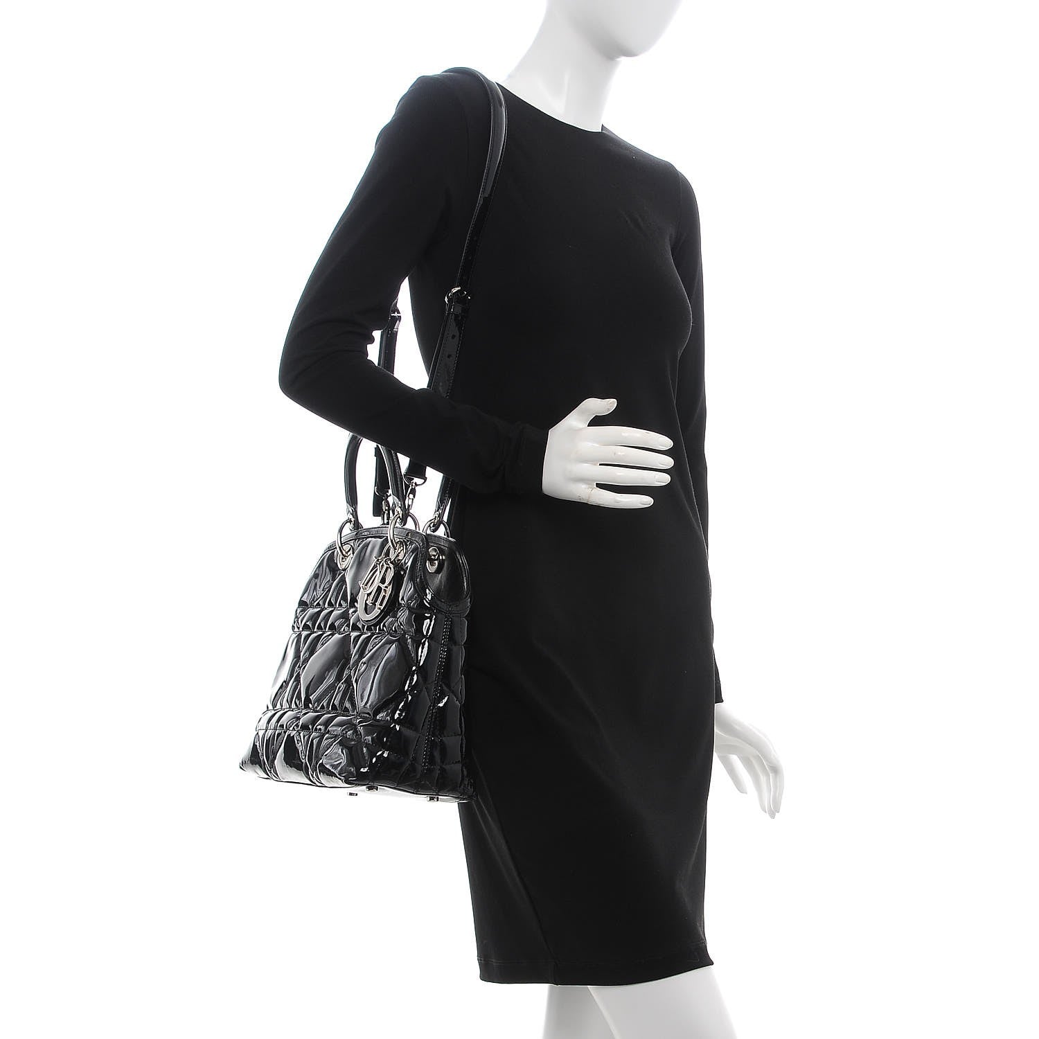Christian Dior Patent Cannage Granville Small Tote Black 2 of 17
