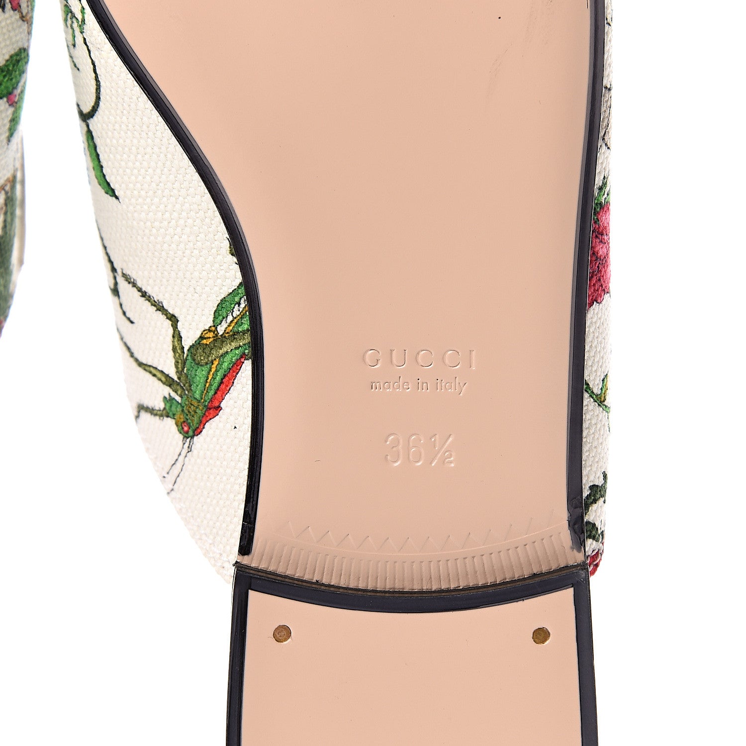 Gucci Canvas Flora Womens Princetown Slippers 36.5 White Multicolor 8 of 10
