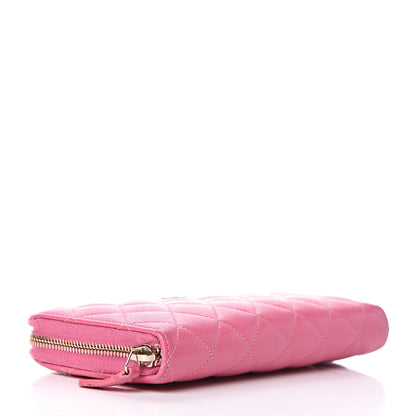 Chanel Caviar Quilted Large Gusset Zip Around Wallet Pink 4 of 15