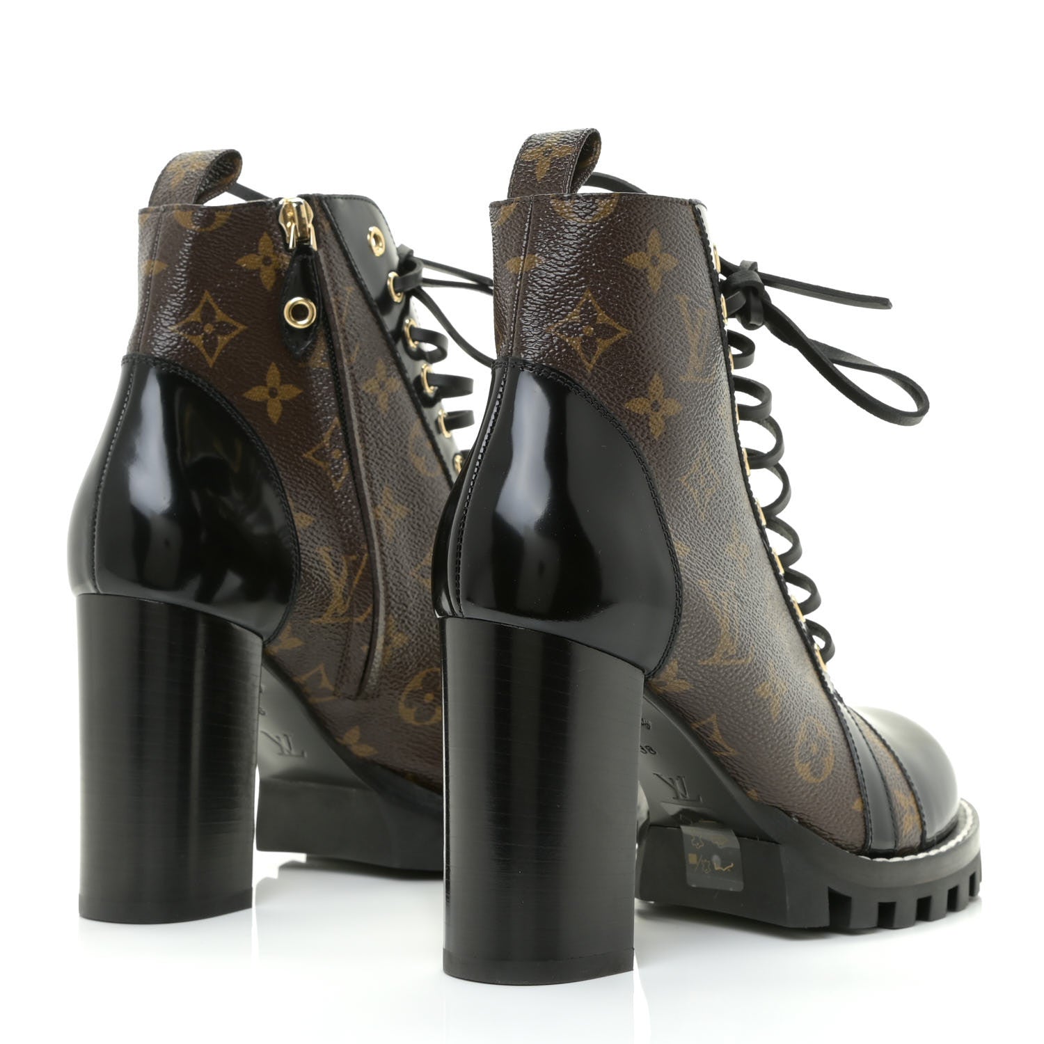 Louis Vuitton Patent Calfskin Monogram Star Trail Ankle Boots 38 Black 4 of 11