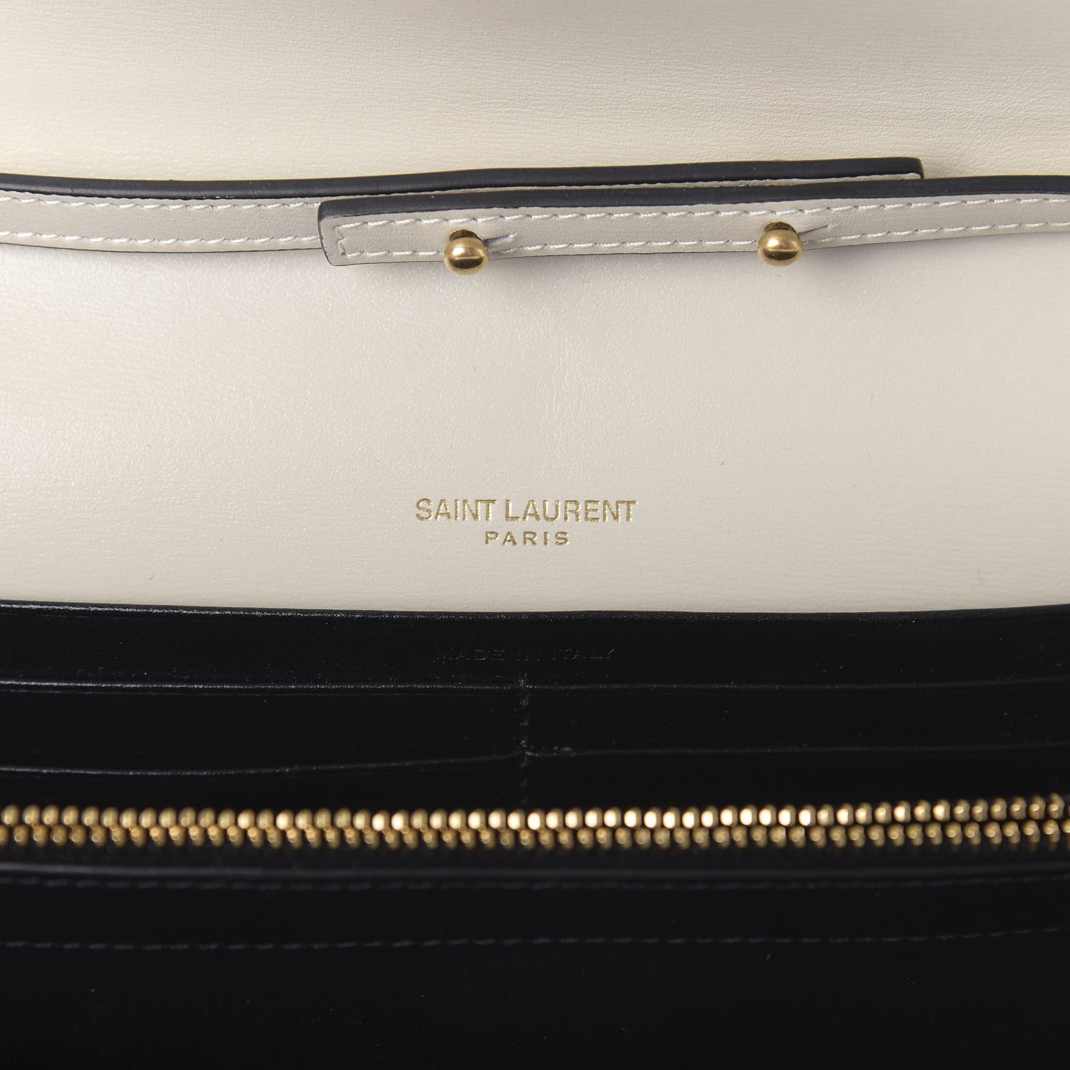 Saint Laurent Smooth Calfskin Monogram Sulpice Chain Wallet Black White 8 of 10