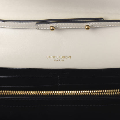 Saint Laurent Smooth Calfskin Monogram Sulpice Chain Wallet Black White 8 of 10
