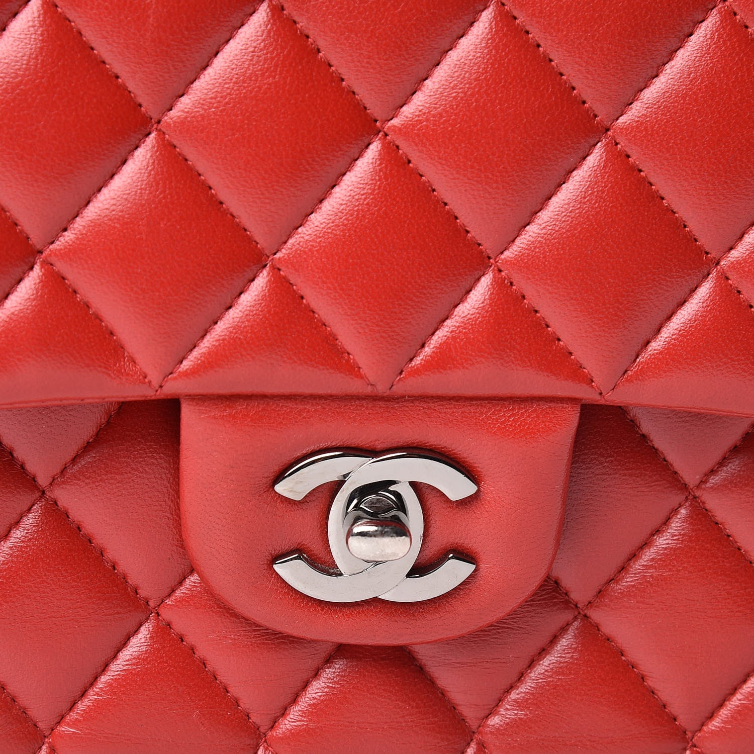 Chanel Lambskin Quilted Medium Double Flap Red 13 of 15