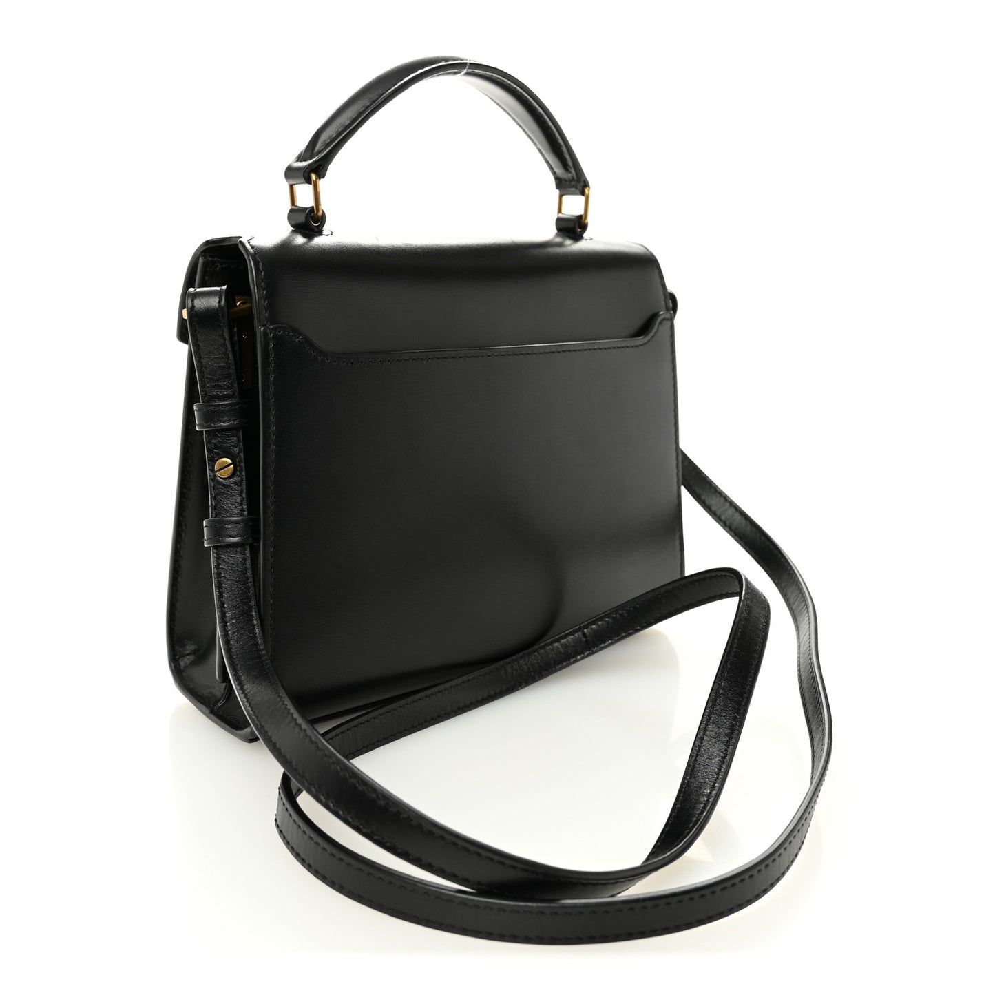 Calfskin Mini Classic Monogram Cassandra Top Handle Black Tan