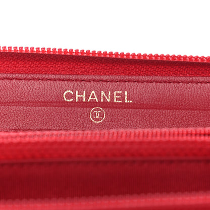 Chanel Lambskin Quilted Small Boy Zip Around Wallet Red 6 of 9