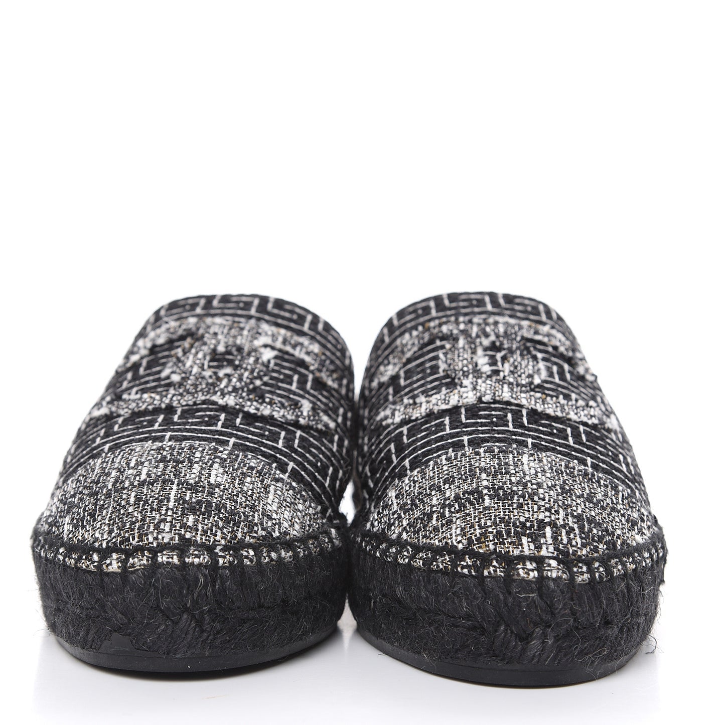 Tweed CC Slip On Espadrilles 39 Black Silver