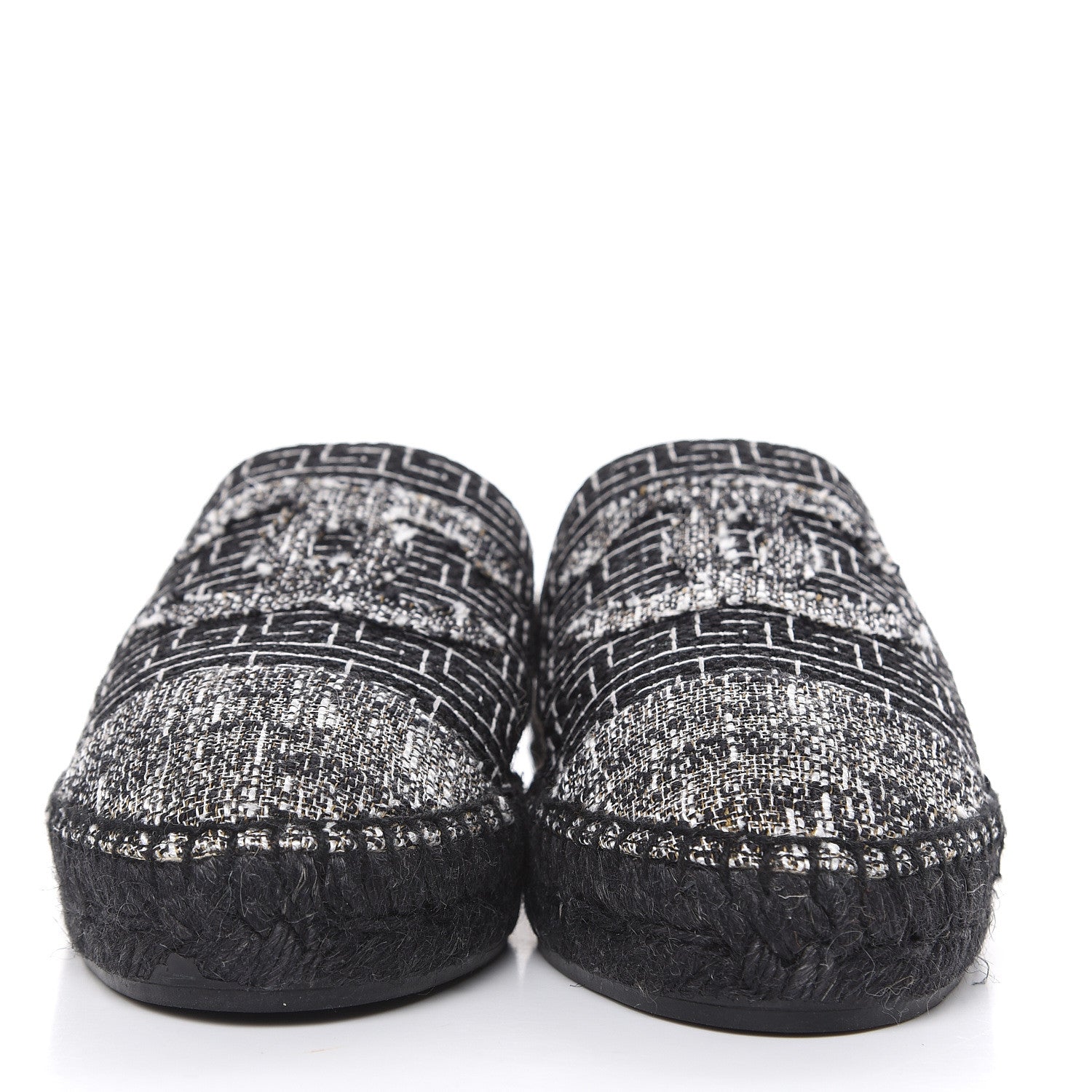 Chanel Tweed CC Slip On Espadrilles 39 Black Silver 2 of 10