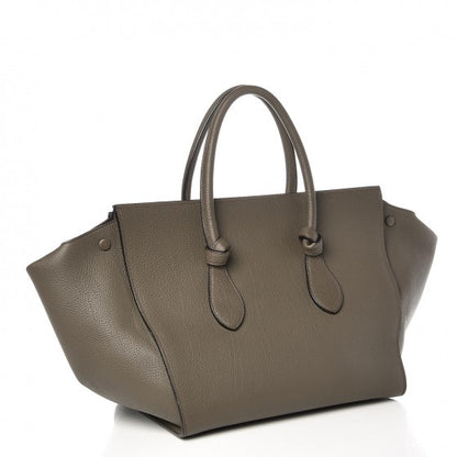 Celine Crisped Calfskin Large Tie Knot Tote Dark Khaki 4 of 9