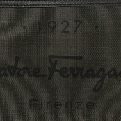Salvatore Ferragamo Canvas 1927 Signature Wristlet Clutch Khaki Black 7 of 9
