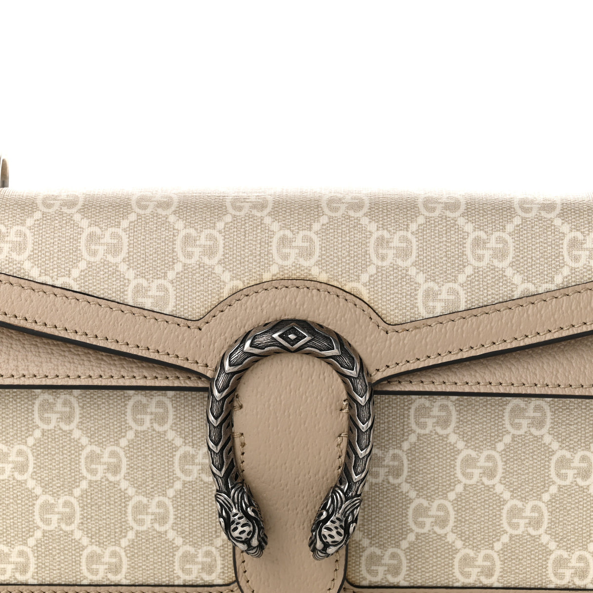 Gucci GG Supreme Monogram Textured Dollar Calfskin Small Rectangular Dionysus Shoulder Bag Beige Mystic White Oatmeal 7 of 9