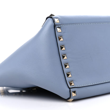 Valentino Garavani Vitello Small Rockstud Double Handle Tote Grey Blue 7 of 13