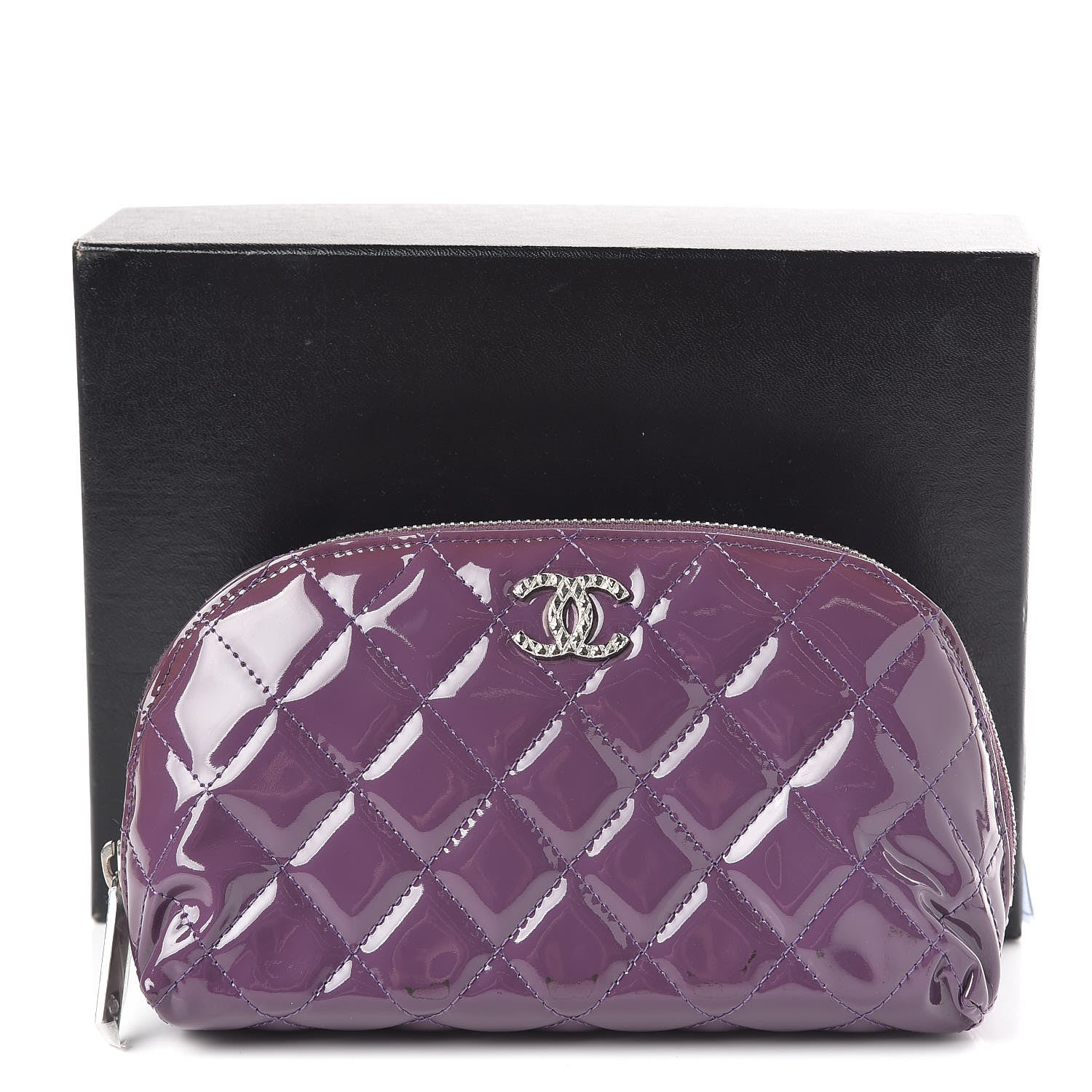 Chanel Patent Quilted Brilliant Cosmetic Case Violet 10 of 10