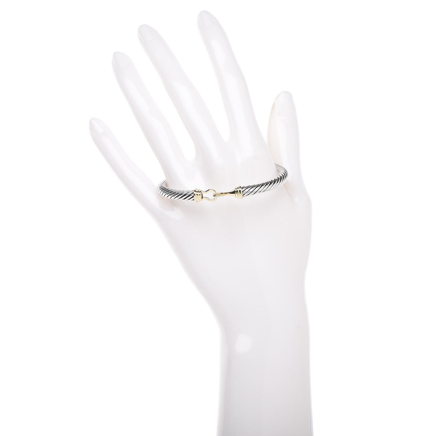 Sterling Silver 14K Yellow Gold 5mm Cable Classic Buckle Bracelet