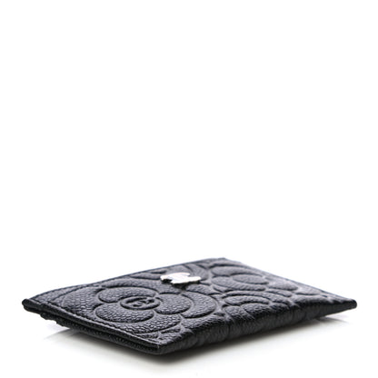 Chanel Caviar Camellia Embossed Card Holder Black 4 of 12