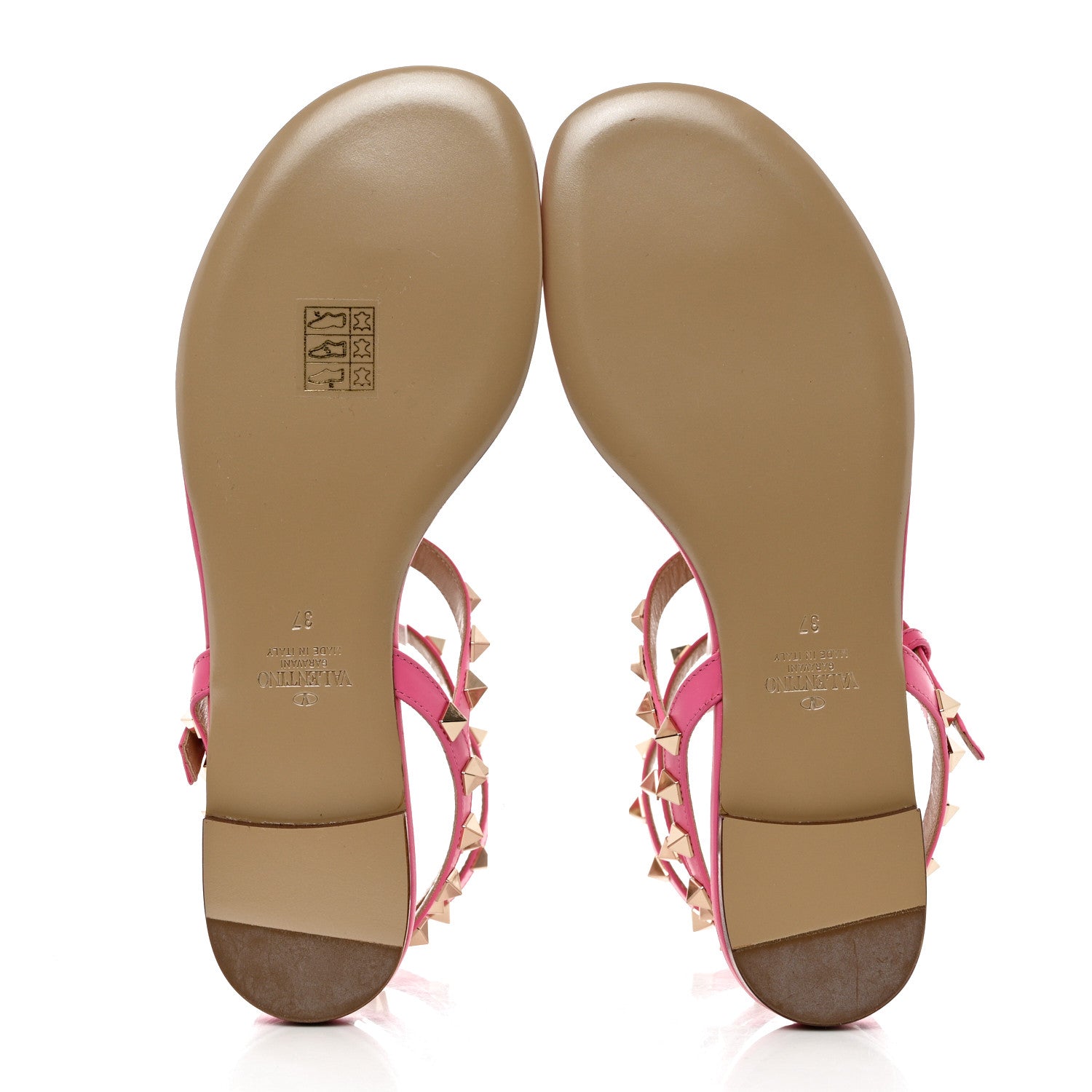 Valentino Garavani Calfskin Rockstud Gladiator Flat Sandals 37 Feminine Pink 5 of 11