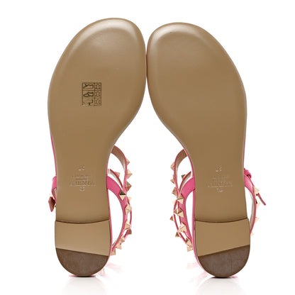 Valentino Garavani Calfskin Rockstud Gladiator Flat Sandals 37 Feminine Pink 5 of 11
