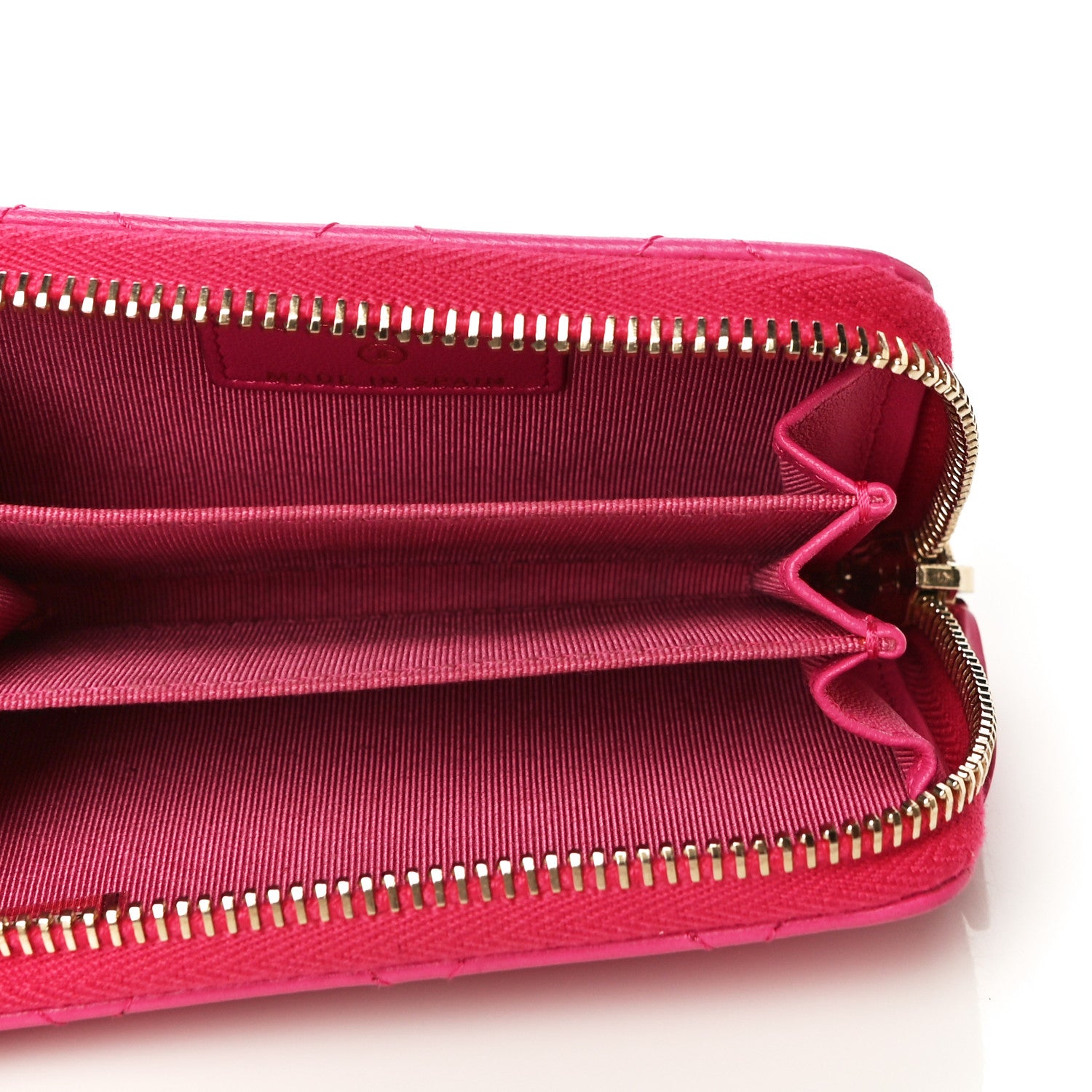 Chanel Lambskin Quilted Zip Around Coin Purse Wallet Fuchsia 4 of 11