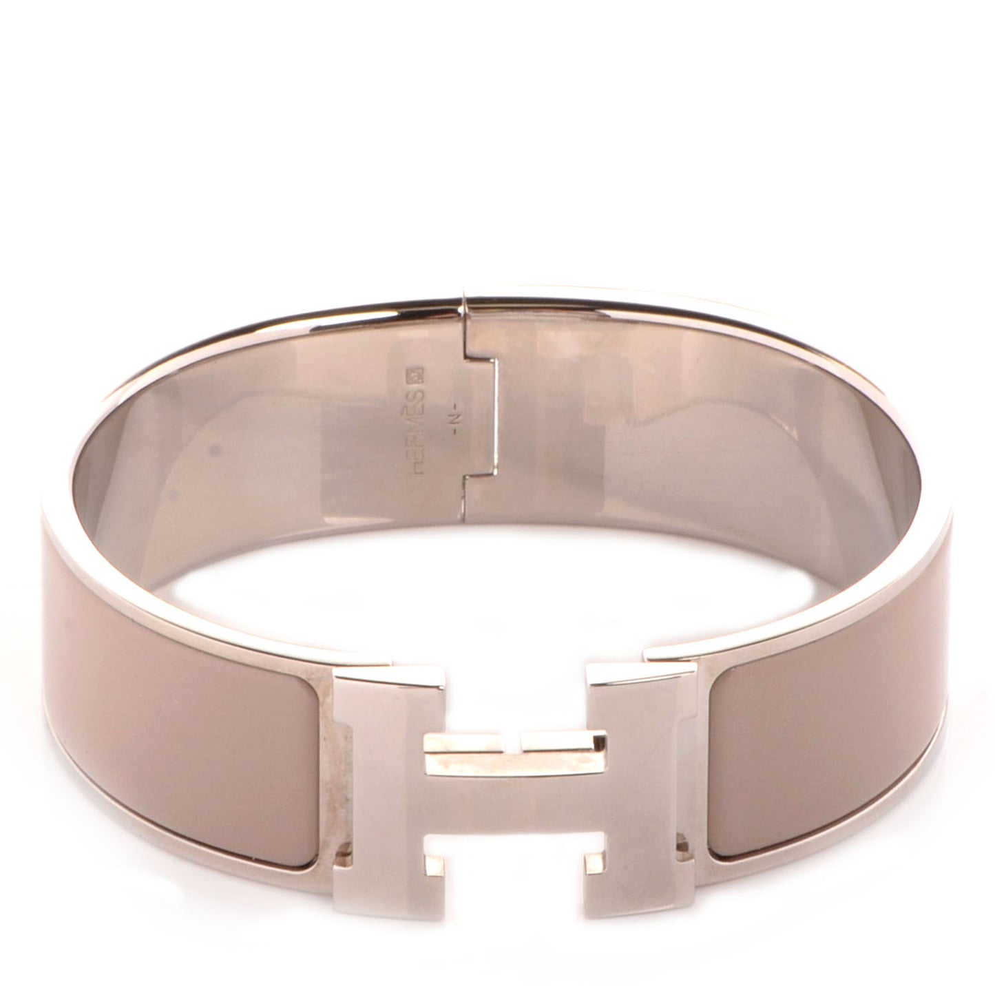 Enamel Clic Clac H Bracelet Wide GM Marron Glace