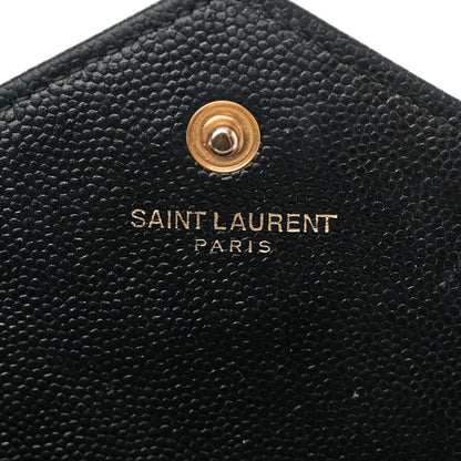 Saint Laurent Grain De Poudre Matelasse Chevron Monogram Chain Wallet Black 6 of 11
