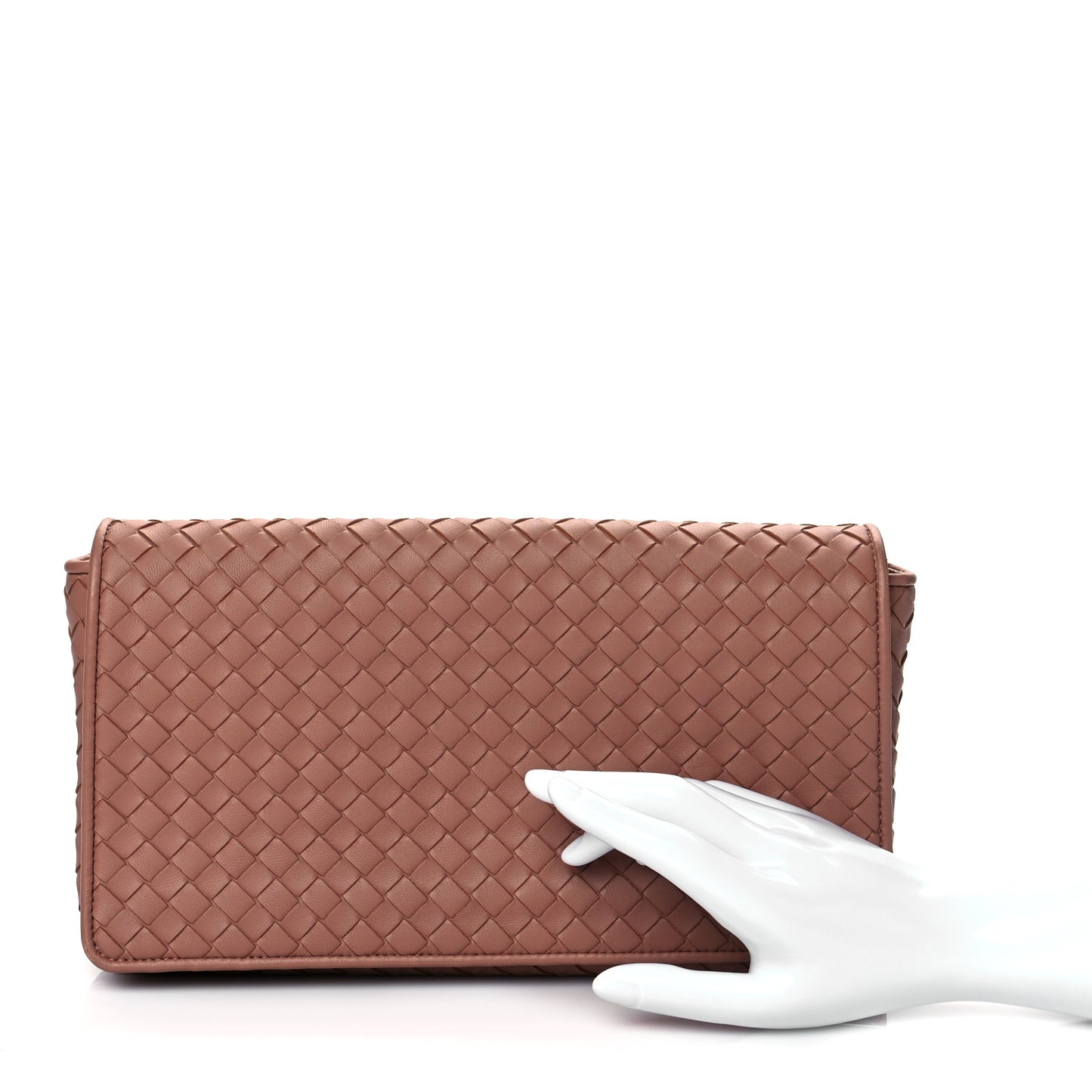 Nappa Intrecciato Flap Clutch Dusty Rose