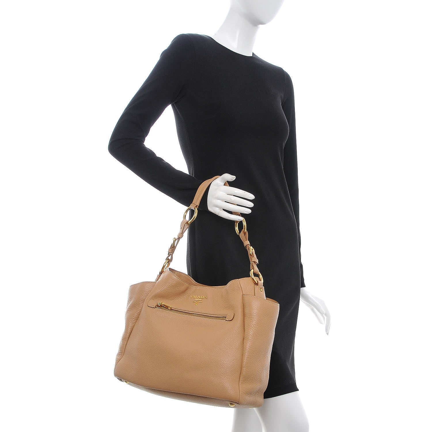 Prada Vitello Daino Side Pocket Tote Naturale 2 of 8