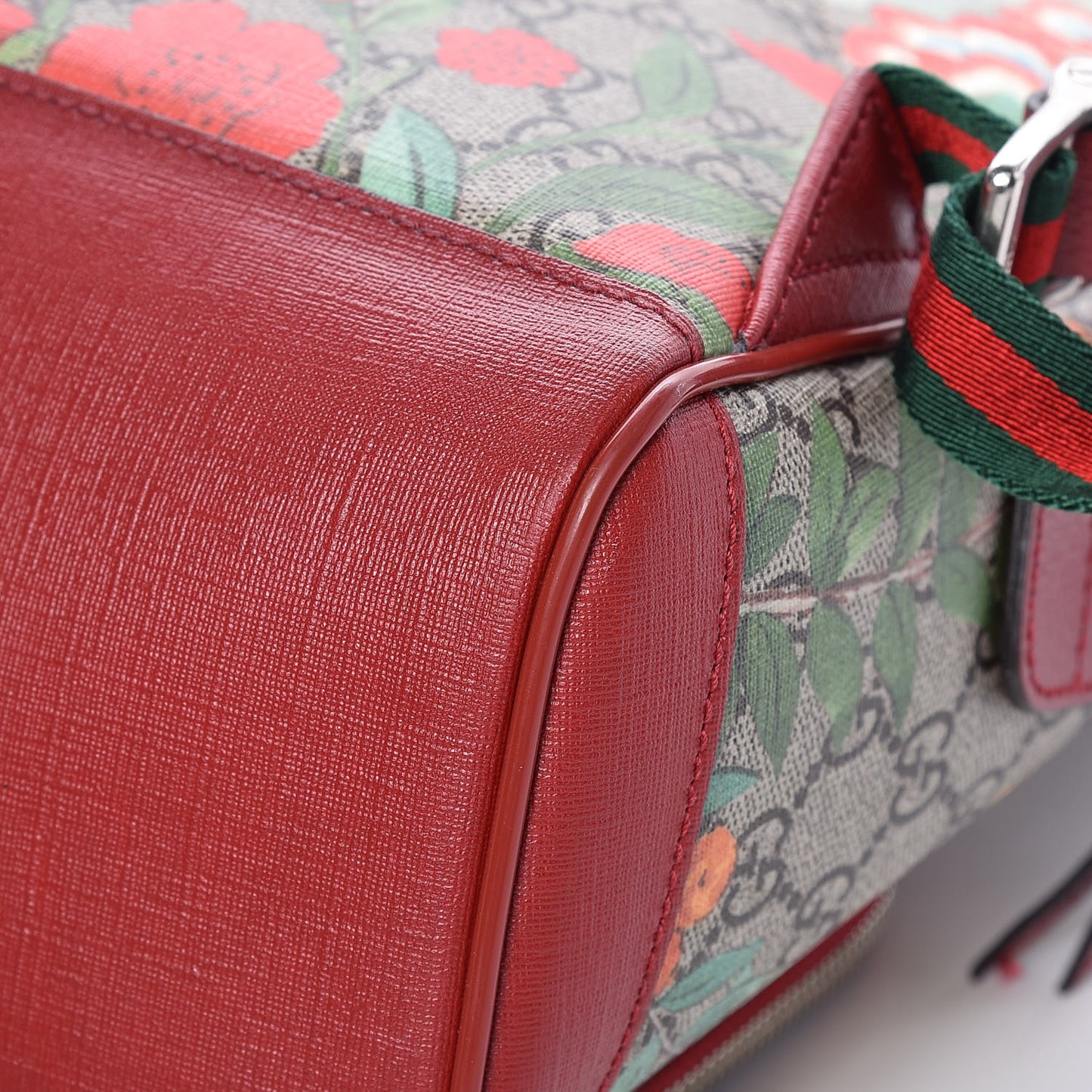 GG Supreme Monogram Tian Web Small Day Backpack Beige Multicolor Red