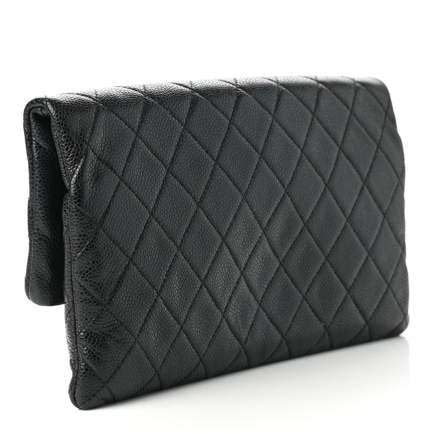 Caviar Quilted CC Beauty Clutch Black