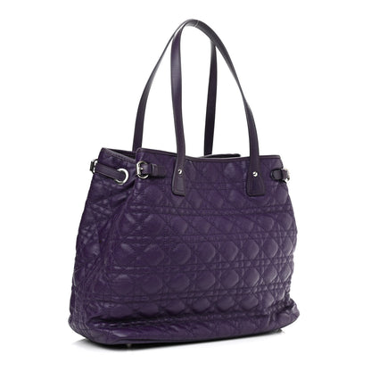 Christian Dior Coated Canvas Cannage Medium Panarea Tote Purple 3 of 11