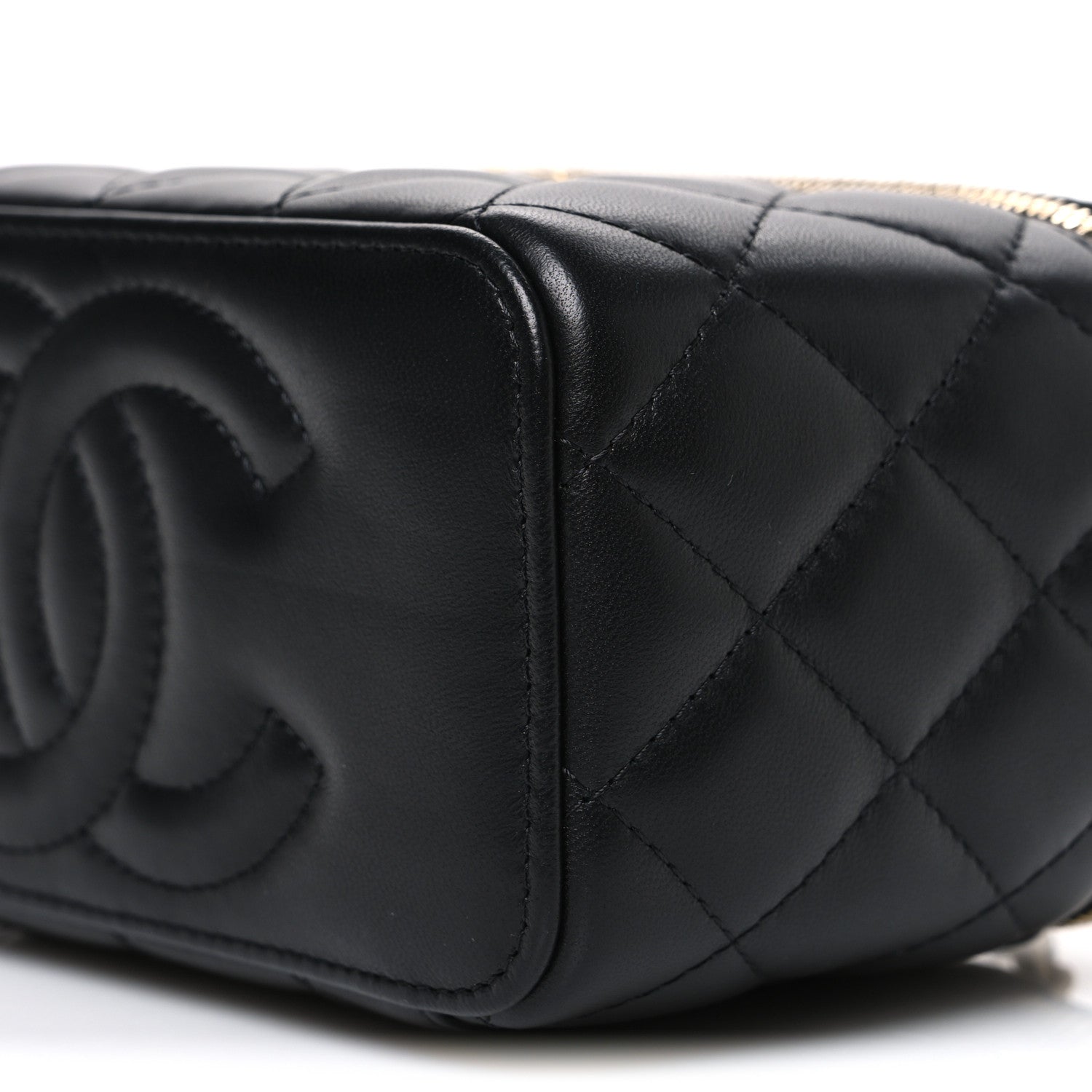 Chanel Lambskin Quilted Pearl Crush Small Vanity Case With Chain Black 10 of 10