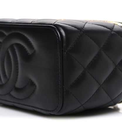 Chanel Lambskin Quilted Pearl Crush Small Vanity Case With Chain Black 10 of 10