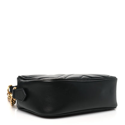 Gucci Calfskin Matelasse Mini GG Marmont Chain Shoulder Bag Black 4 of 10
