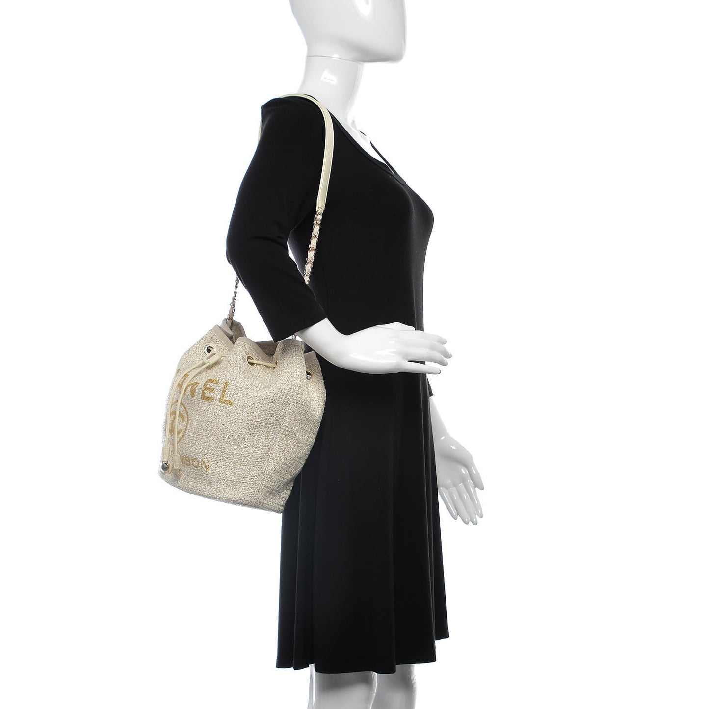 Canvas Deauville Drawstring Bag Ivory