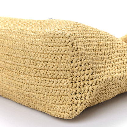 Prada Yarn Raffia Effect Crochet Embroidered Logo Tote Naturale 9 of 9