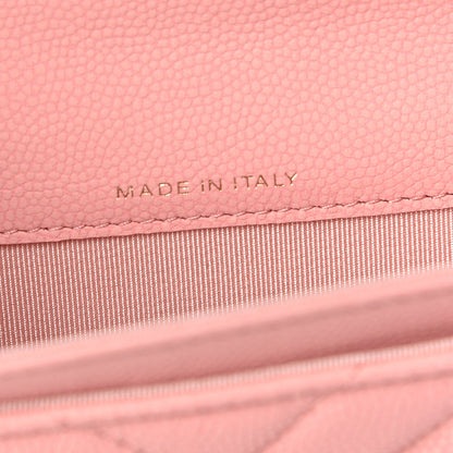 Chanel Caviar Chevron Quilted Flap Card Holder Pink 7 of 9