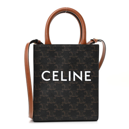Celine Triomphe Canvas Calfskin Mini Vertical Cabas Tan 1 of 10